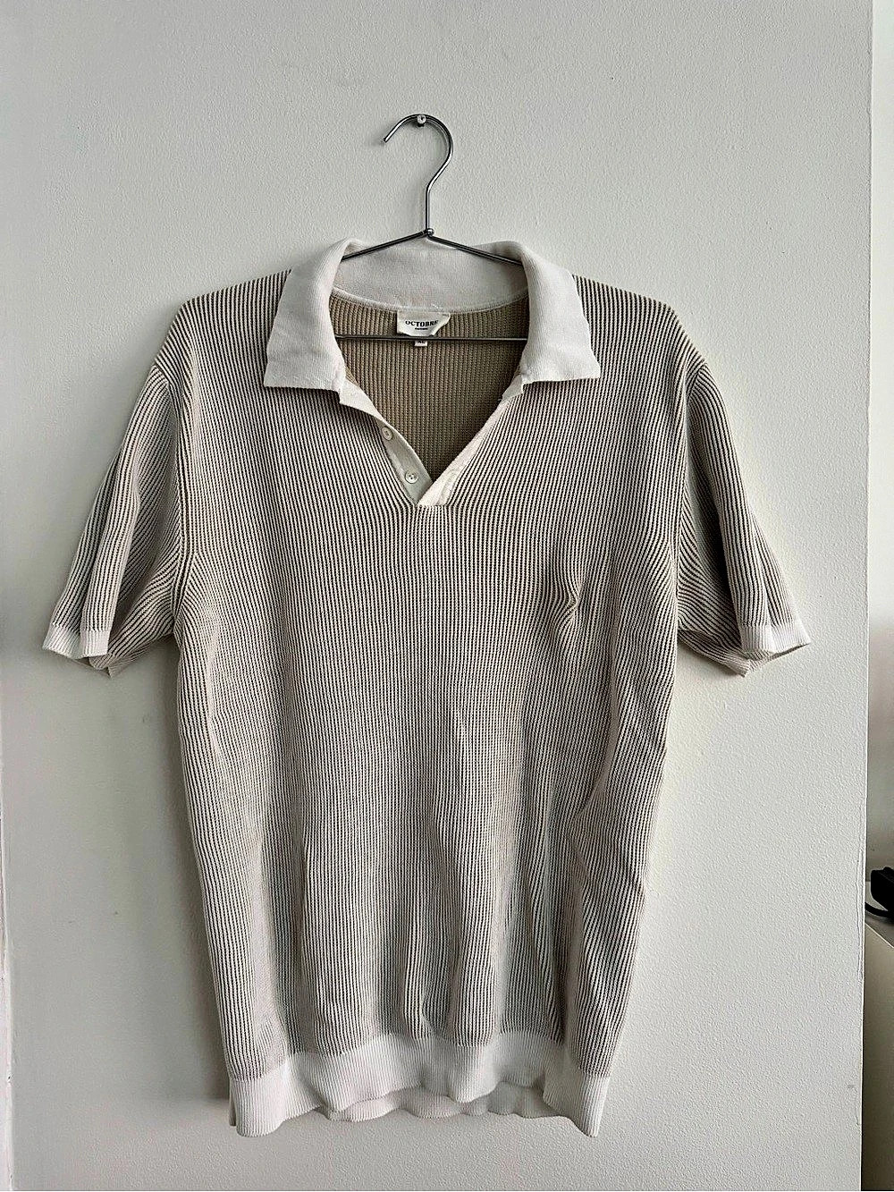 Octobre Editions Striped Polo Gray & White Size XL